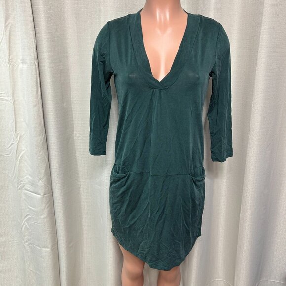 Dolan Left Coast Collection V-Neck Tegan Tunic Dress Women's Size XS Green Cupro - Picture 1 of 12
